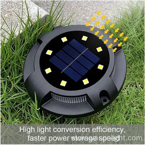 Solar Ground Lights 8 LED Disk Lights Solar Powered Waterproof In-Ground Lights For Garden, Lawn, Pathway, Walkway, Deck, Yard